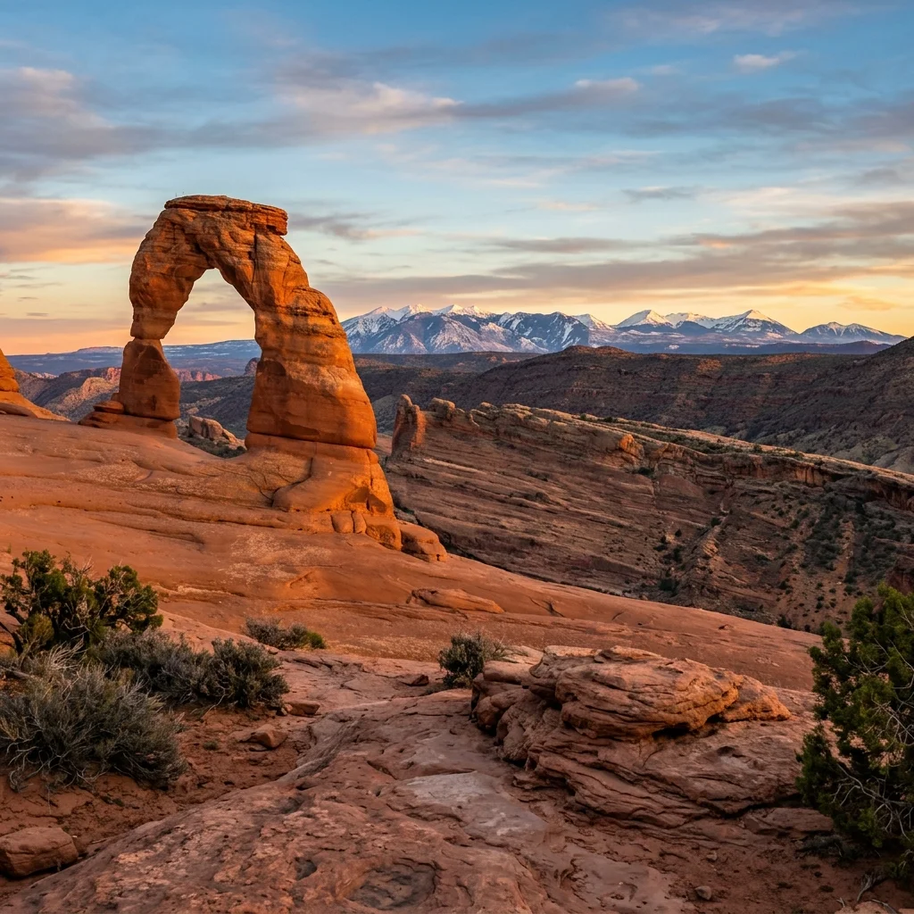 Moab, Utah red rock delicate arch and sandstone canyon formations