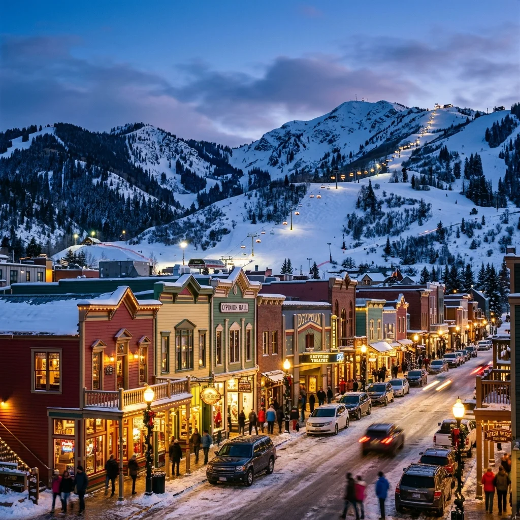 Park City Main Street and Alpine Mountain Scenery