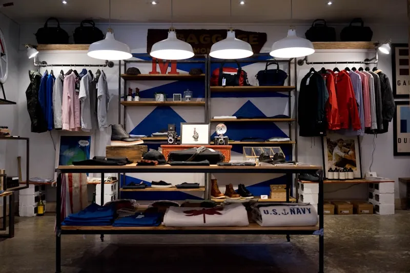 Clean display shelves in a local retail boutique