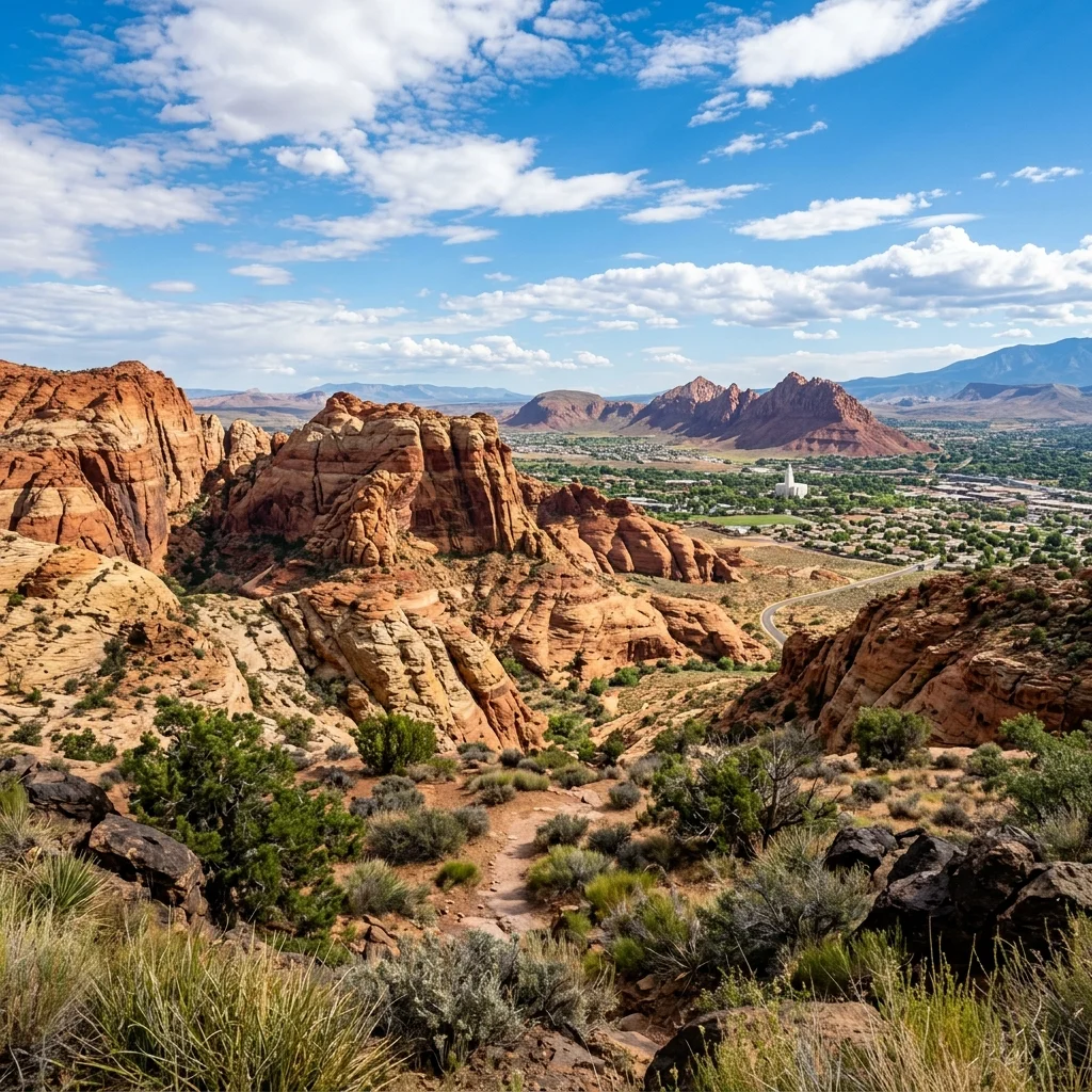 St. George, Utah scenic red rock sandstone cliffs and landscape