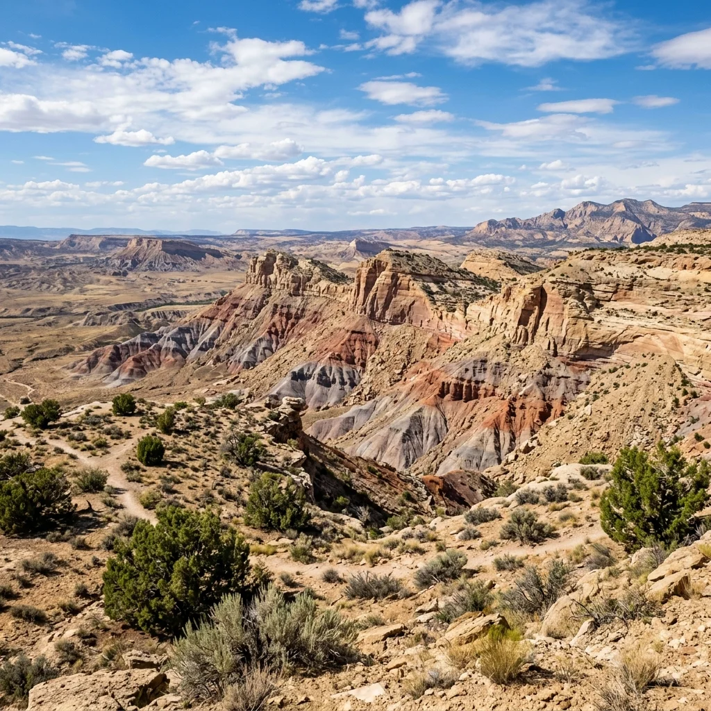 Vernal, Utah scenic view of dry desert plateau hills near Dinosaur Monument
