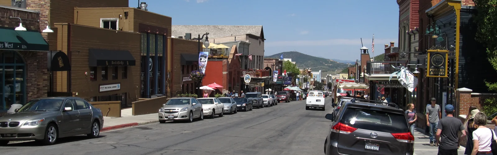 Historic Main Street Park City and ski slopes