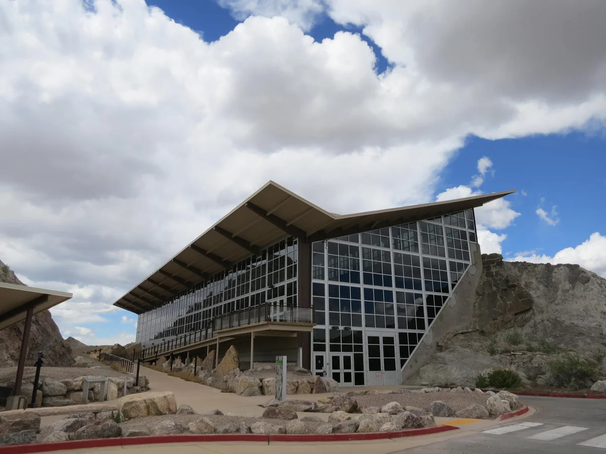 Dinosaur fossil quarry wall inside Dinosaur National Monument, Uintah County
